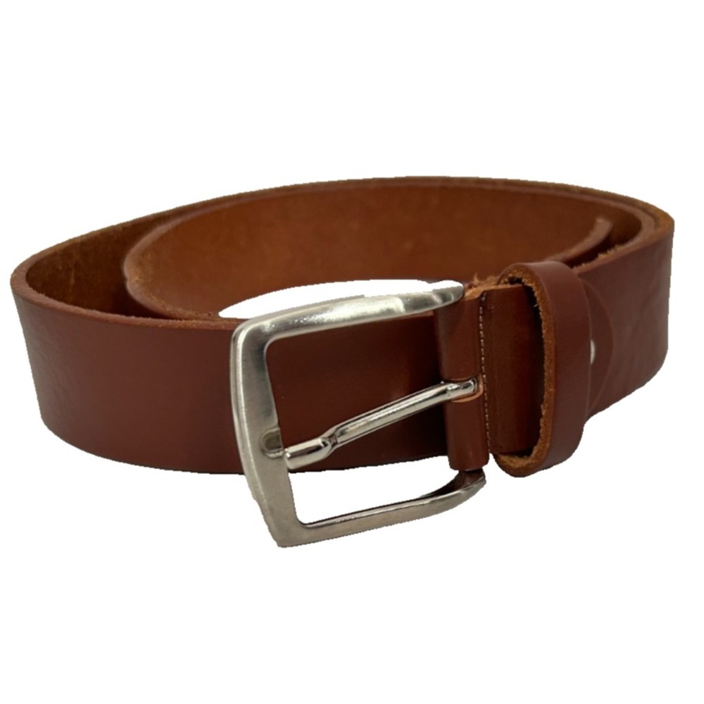 Laino Angelo Made Italy Mens Brown Leather Belt 38 EUC 35mm Silver Buckle Dress
